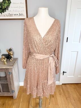 LC Lauren Conrad Blush Rose Gold Sequin Dress